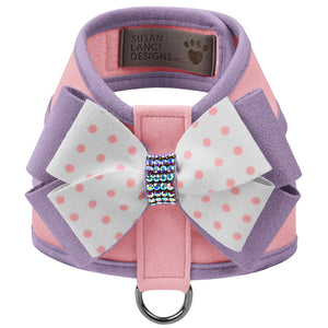 Susan Lanci Daisy Bow Tinkie Harness with French Lavender Trim - Posh Puppy Boutique