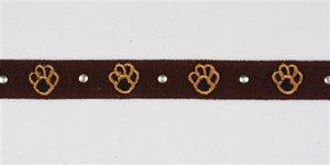 Susan Lanci Embroidered Paws with Studs Ultrasuede Dog Collar - Posh Puppy Boutique