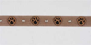 Susan Lanci Embroidered Paws with Studs Ultrasuede Dog Collar - Posh Puppy Boutique