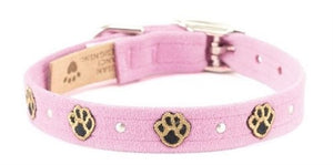 Susan Lanci Embroidered Paws with Studs Ultrasuede Dog Collar - Posh Puppy Boutique