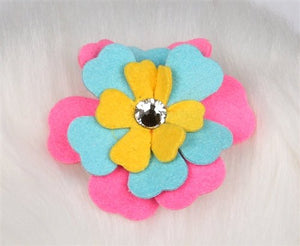 Susan Lanci Fantasy Flower Collection Hair Bow - Perfect Pink - Tiffi Blue - Sunshine - Posh Puppy Boutique