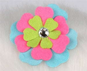 Susan Lanci Fantasy Flower Collection Hair Bow - Tiffi Blue - Perfect Pink - Kiwi - Posh Puppy Boutique