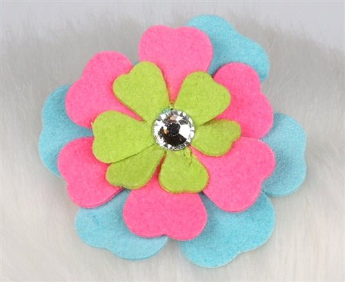 Susan Lanci Fantasy Flower Collection Hair Bow- Tiffi Blue-Perfect Pink-Kiwi