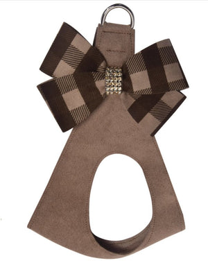 Susan Lanci Fawn Gingham Nouveau Bow Step In Harness - Posh Puppy Boutique