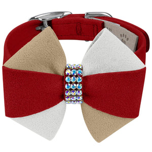 Susan Lanci Game Day Glam Red & Doe Pinwheel Bow Collar - Posh Puppy Boutique