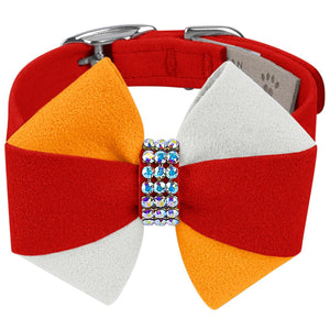 Susan Lanci Game Day Glam Red Pepper Pinwheel Bow Collar - Posh Puppy Boutique