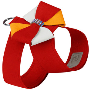 Susan Lanci Game Day Glam Red Pepper Pinwheel Bow Tinkie Harness - Posh Puppy Boutique