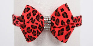 Susan Lanci Jungle Print Collection 1/2" Nouveau Bow Collar - Posh Puppy Boutique