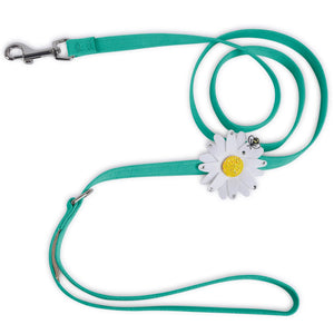 Susan Lanci Large Daisy with AB Crystal Ultrasuede Dog Leashes - Many Colors - Posh Puppy Boutique