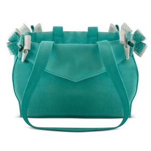 Susan Lanci Luxury Purse Carrier Collection - Ultrasuede Bimini Blue Nouveau Bow - Posh Puppy Boutique