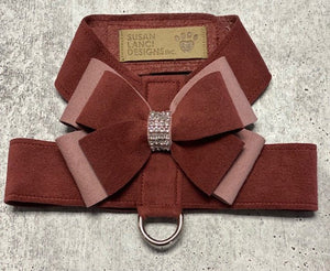 Susan Lanci Mulberry Harness with Rosewood Nouveau Bow - Posh Puppy Boutique