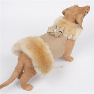 Susan Lanci Nouveau Bow Faux Fur Coat - Camel - A - Champage Fox - Posh Puppy Boutique