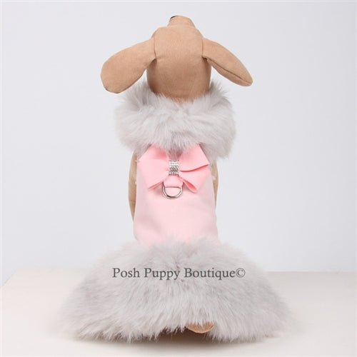 Susan Lanci Nouveau Bow Fur Coat-Puppy Pink with Soft Silver Fox