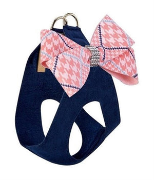 Susan Lanci Peaches N Cream Glen Houndstooth Nouveau Bow Step In Harness - Posh Puppy Boutique