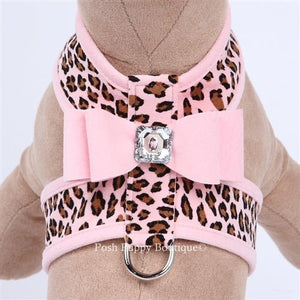 Susan Lanci Pink Cheetah Couture - Contrasting Tinkie Harness with Big Bow - Posh Puppy Boutique