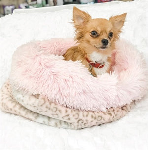 Susan Lanci Pink Lynx with Pink Shag Cuddle Cup - Posh Puppy Boutique