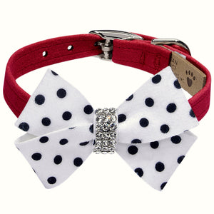 Susan Lanci Polka Dot Nouveau Bow Collar in Many Colors - Posh Puppy Boutique