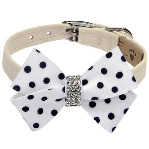 Susan Lanci Polka Dot Nouveau Bow Collar in Many Colors - Posh Puppy Boutique