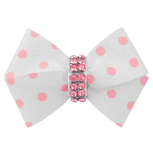 Susan Lanci Puppy Pink Giltmore Puppy Pink Polka Dot Hair Bow - Posh Puppy Boutique