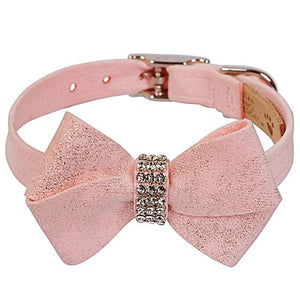 Susan Lanci Puppy Pink Glitzerati Nouveau Bow Collar - Posh Puppy Boutique