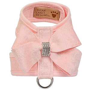 Susan Lanci Puppy Pink Glitzerati Nouveau Bow Tinkie Harness with Puppy Pink Trim - Posh Puppy Boutique