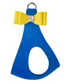 Susan Lanci Royal Blue Step in Harness with Sunshine Big Bow - Posh Puppy Boutique