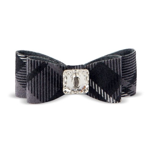 Susan Lanci Scotty Big Bow Hair Bow - Charcoal Plaid