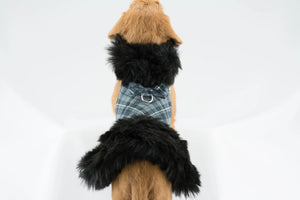 Susan Lanci Scotty Charcoal Plaid Fur Coat - Black Fur - Posh Puppy Boutique