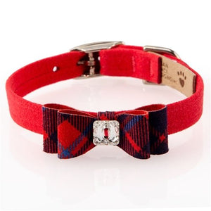 Susan Lanci Scotty Collar Chestnut Plaid - Red Pepper - Posh Puppy Boutique