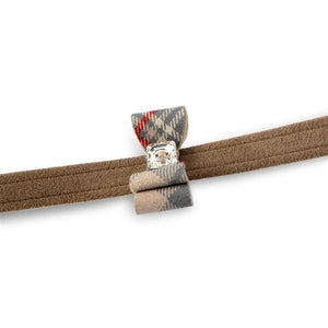 Susan Lanci Scotty Leash Fawn With Doe Plaid Big Bow - Posh Puppy Boutique