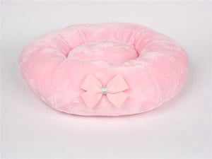 Susan Lanci Spa Bed with Nouveau Bow - Puppy Pink - Posh Puppy Boutique