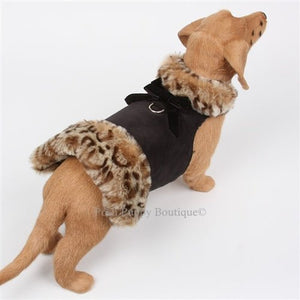 Susan Lanci Velvet Bow Faux Fur Coat - Savannah Black - Posh Puppy Boutique