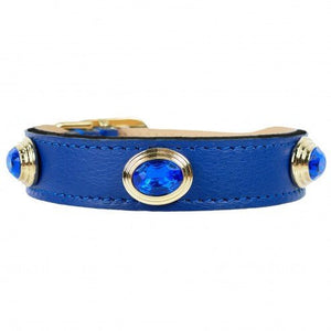 The Royal Collection Dog Collar in Cobalt and Gold - Posh Puppy Boutique