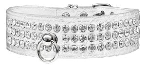 Three Row Rhinestone Designer Croc Dog Collar in Many Colors - Posh Puppy Boutique