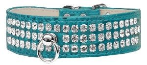 Three Row Rhinestone Designer Croc Dog Collar in Many Colors - Posh Puppy Boutique