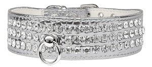 Three Row Rhinestone Designer Croc Dog Collar in Many Colors - Posh Puppy Boutique