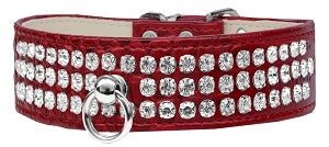 Three Row Rhinestone Designer Croc Dog Collar in Many Colors - Posh Puppy Boutique