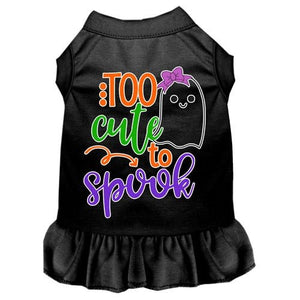 Too Cute to Spook - Girly Ghost Screen Print Dog Dress in Many Colors - Posh Puppy Boutique