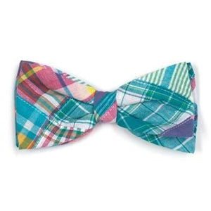 Turq Multi Patch Madras Bow Tie - Posh Puppy Boutique