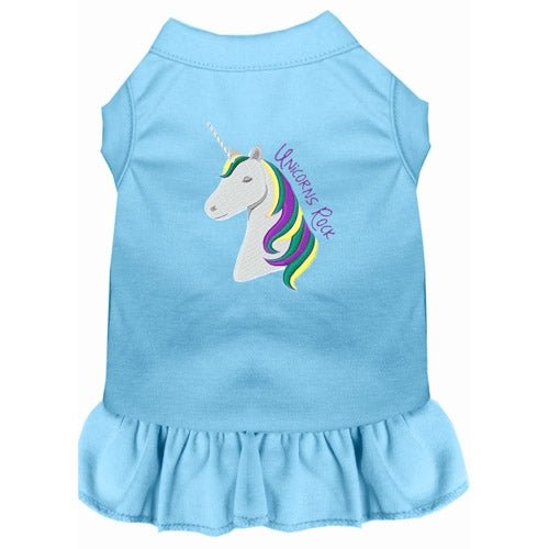 Unicorns Rock Embroidered Dog Dress in Many Colors