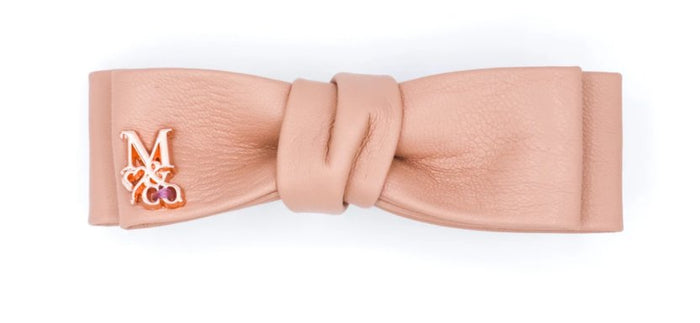 Vegan Mini Leather Hair Bow - Just Peachy