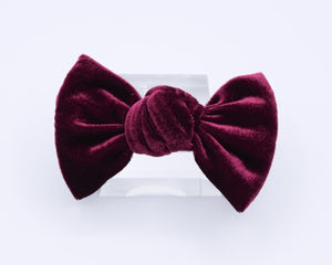 Velvet Knot Bow - Burgundy - Posh Puppy Boutique