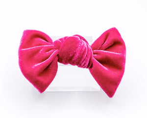 Velvet Knot Bow - Hot Pink - Posh Puppy Boutique