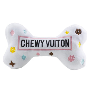 White Chewy Vuiton Bone Toy - Posh Puppy Boutique