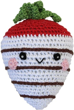 White Chocolate Strawberry Knit Toy - Posh Puppy Boutique