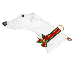 White Greyhound Decorative Dog Christmas Stocking - Posh Puppy Boutique