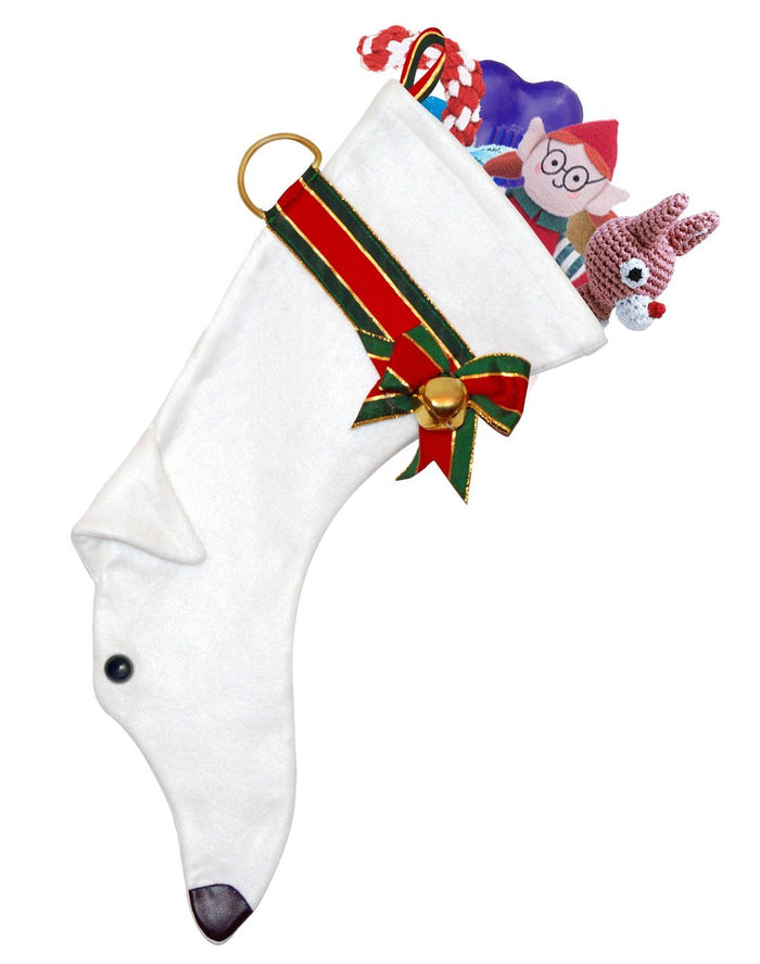 White Greyhound Decorative Dog Christmas Stocking