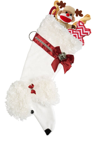 White Poodle Decorative Dog Christmas Stocking - Posh Puppy Boutique