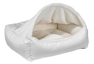 Winter White Faux Fur Canopy Bed with Snowflake Inside - Posh Puppy Boutique