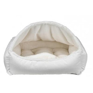 Winter White Faux Fur Canopy Bed with Snowflake Inside - Posh Puppy Boutique